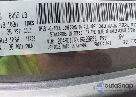 2018 Chrysler Pacifica Touring Plus from USA, damaged, VIN 2C4RC1FGXJR228832